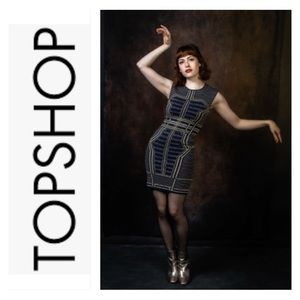 Topshop Metallic Geo Body-Con Dress
